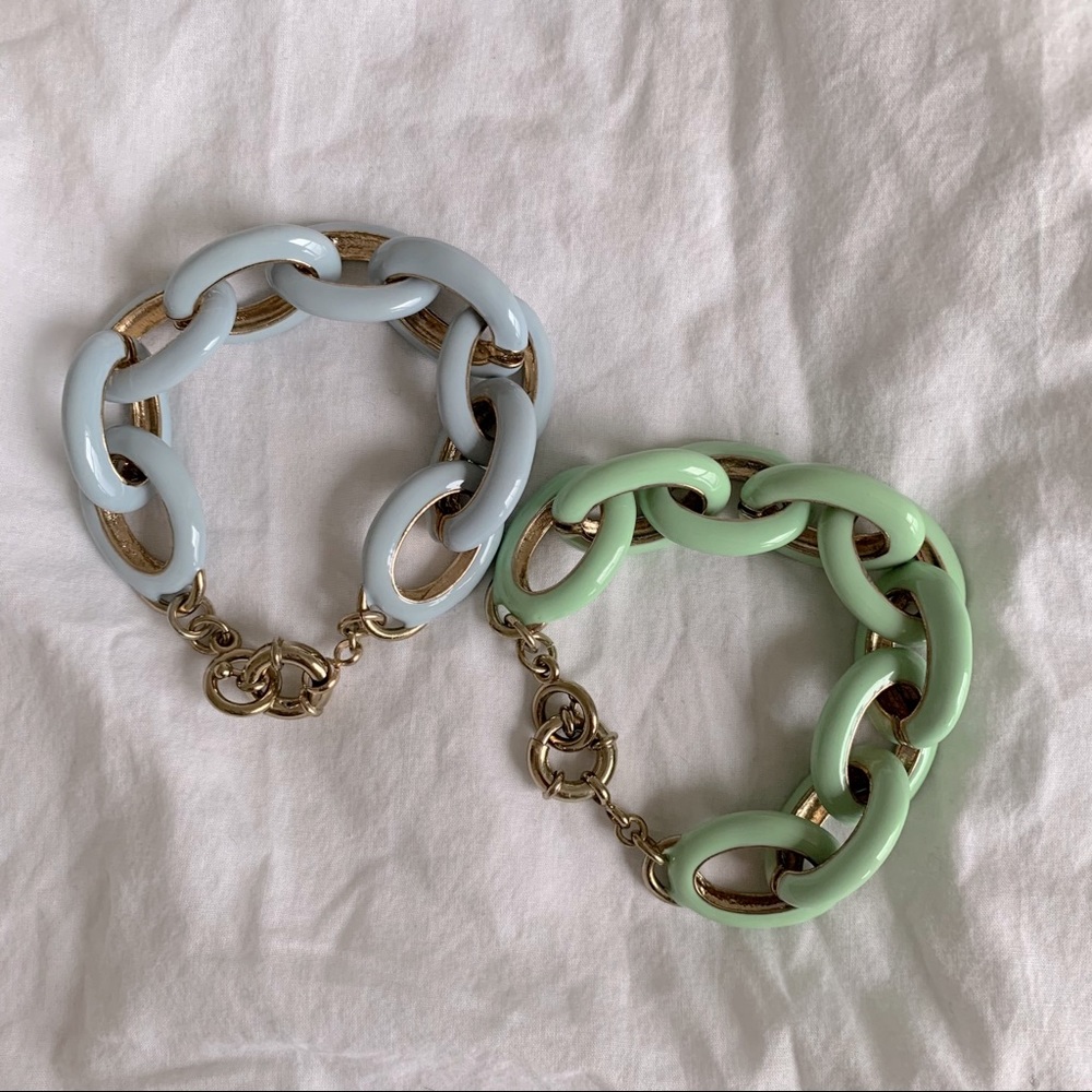 2/$50 Set of enamel chain link pastel bracelets